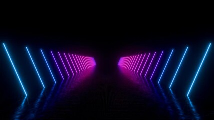 Sticker - 3d loop animation, abstract futuristic background with colorful glowing neon lights, 4k seamless