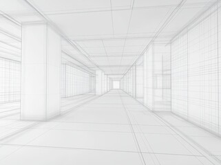 Wall Mural - a 3d visualization of a large, empty space within modern architecture