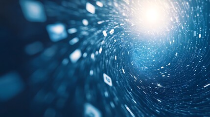 Aufkleber - A swirling digital tunnel of light and data, representing the flow of information in a futuristic, abstract setting.
