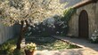 © if - The peaceful beauty of spring courtyard