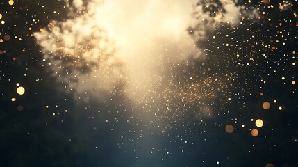 Leinwandbilder - A swirling cloud of golden particles and light in a dark background, creating a magical atmosphere.