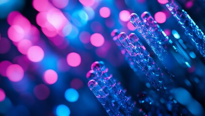 glowing tubes, abstract, bokeh background, technology, futuristic design