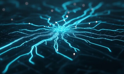 Fototapete - A futuristic holographic mind map visual showcasing innovative ideas and concepts.