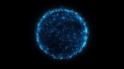 Aufkleber - A vivid image of a floating neon blue globe with a digital design aesthetic.