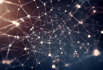 Wall Mural - computer network generated background connecting futuristic abstract dots bling blurred bokeh bright