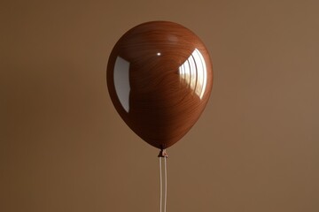 Poster - Polished wooden balloon floats serenely against a simple brown background