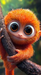 Canvas Print - Adorable little orange monkey. AI.