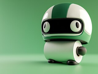 Poster - Cute robot with toilet paper. AI.