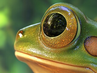 Canvas Print - Close-up of a frog's eye. AI.