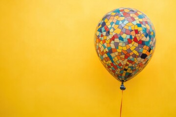 Wall Mural - Colorful balloon mosaic tile pattern against bright yellow background