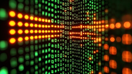 Data stream flowing, binary code background, digital technology concept