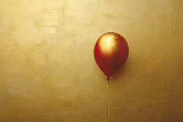 Canvas Print - Red and gold balloon against a textured golden background