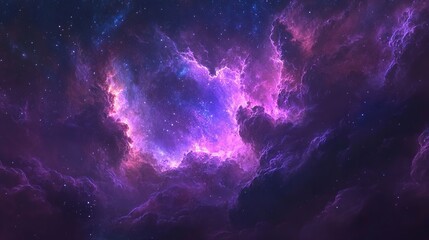 Wall Mural - celestial nebula displaying vibrant colors outer space digital art cosmic environment wide angle vie