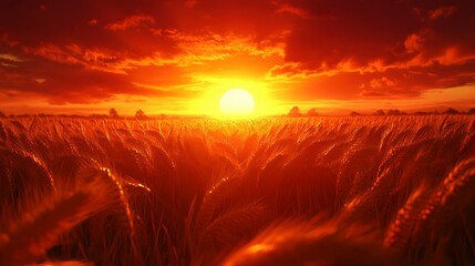 Wall Mural - sunset in the field