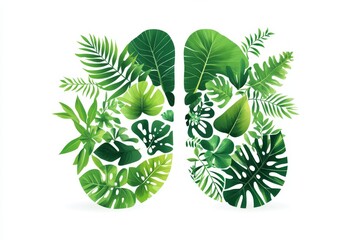 Wall Mural - Lungs, leaves, nature, ecology, design, white background, health, illustration, environmental, graphic