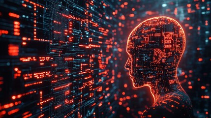 digital brain analyzing data stream