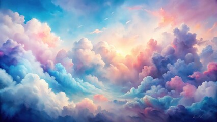 Wall Mural - dreamlike pastel cloudscape a serene vision of heavenly hues and soft light