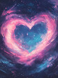 © Izzain - Cosmic Heart: A swirling nebula forms a heart shape against a backdrop of stars, creating a dreamy, romantic image.