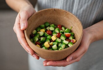 close up hand holding bowl