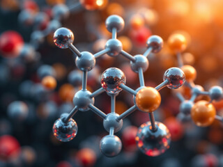 Wall Mural - molecular structure demonstrates connectivity showing scientific research and innovation in laborato