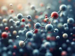 Wall Mural - molecular structure showing interconnected atoms representing scientific research and development