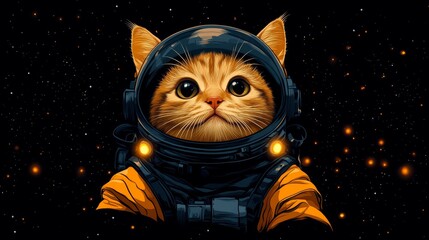 Wall Mural - Close up portrait of a cat wearing an astronaut's helmet. Space concept