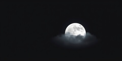 Wall Mural - A full moon partially obscured by clouds in a dark night sky