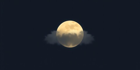 Wall Mural - A full moon partially obscured by clouds in a dark night sky