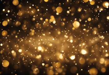 Wall Mural - golden bokeh texture highlights background christmas particles dark festive abstract celebration ove