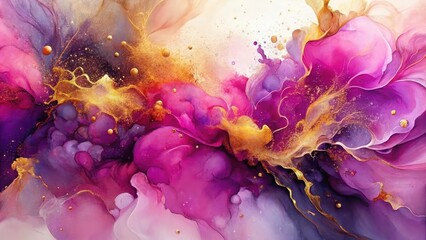 Wall Mural - abstract pink and gold ink swirl design a luxurious fluid art background for elegant projects