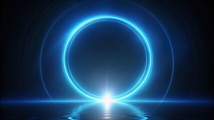 Wall Mural - abstract glowing neon circle with water reflection, perfect for futuristic designs or technological 