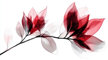 Poster - Red and White Transparent Leaves on White Background for Design