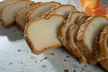 A view of a loaf of gluten-free honey oat bread.