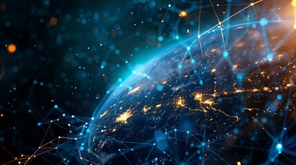 global network connection concept on world map background