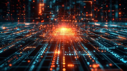 Futuristic digital highway, data flow, network, glowing lines, abstract background, tech concept
