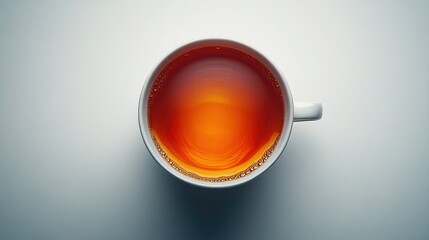 Wall Mural - Overhead Tea Cup, White Background, Bubbles, Calm