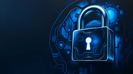 A futuristic blue-toned digital lock symbolizing online security, data protection, and cyber safety. This concept image is ideal for representing secure networks, encryption, privacy and digital world