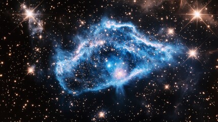 Wall Mural - an amazing blue galaxy background with stars and nebulae