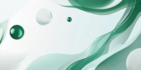 Wall Mural - abstract geometric background with green and white shapes.