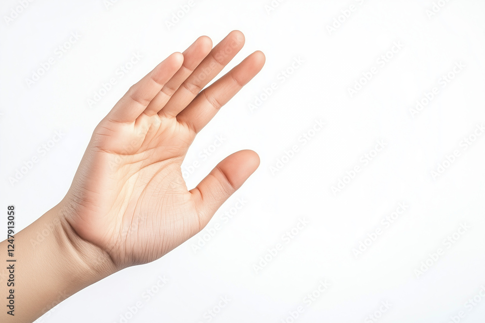 Selective focus bare hand isolated on white background, Hand gesture ...