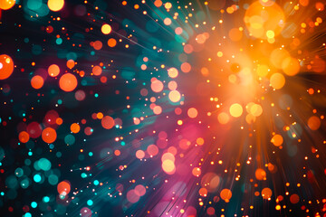 Abstract close up fiber optics light for background. Holiday concept. Optic communication and technology background. Optical lighting with bokeh.