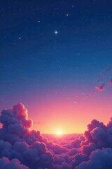 Wall Mural - Thin wispy clouds and a bright star in the clear sky at dawn, star, illuminate