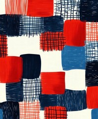 Wall Mural - Colorful Abstract Pattern with Squares in Red, Blue, and Black Shades