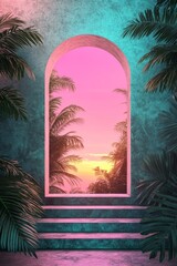 Wall Mural - Tropical Sunset Archway Product Display