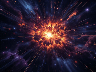 Wall Mural - cosmic explosion radiates vibrant energy amidst celestial clouds and scattered starlight creating a 