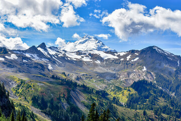 clouds over mount baker, washington