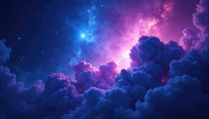 Wall Mural - nebula's swirling clouds in shades of dark blue and purple, cosmic, morphology, gases