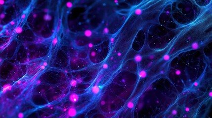 Wall Mural - abstract glowing network with vibrant pink and blue nodes.