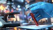 © jakapong - Scientific research experiment laboratory medical analysis controlled environment close-up view blood sample investigation