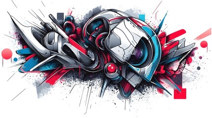 Wall Mural - Dynamic Abstract Graffiti Art with Colorful Fluid Splashes and Shapes